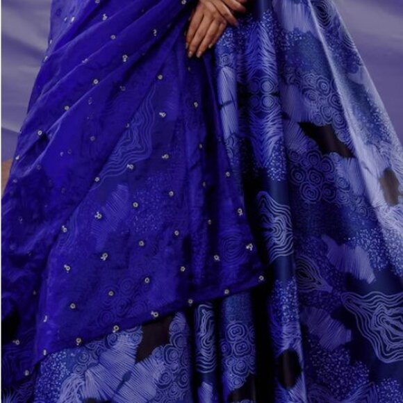 Blue Thick Satin   Print Lehenga  Payal & Zinal (Extremely Beautiful/Vibrant) - Picture 4 of 4
